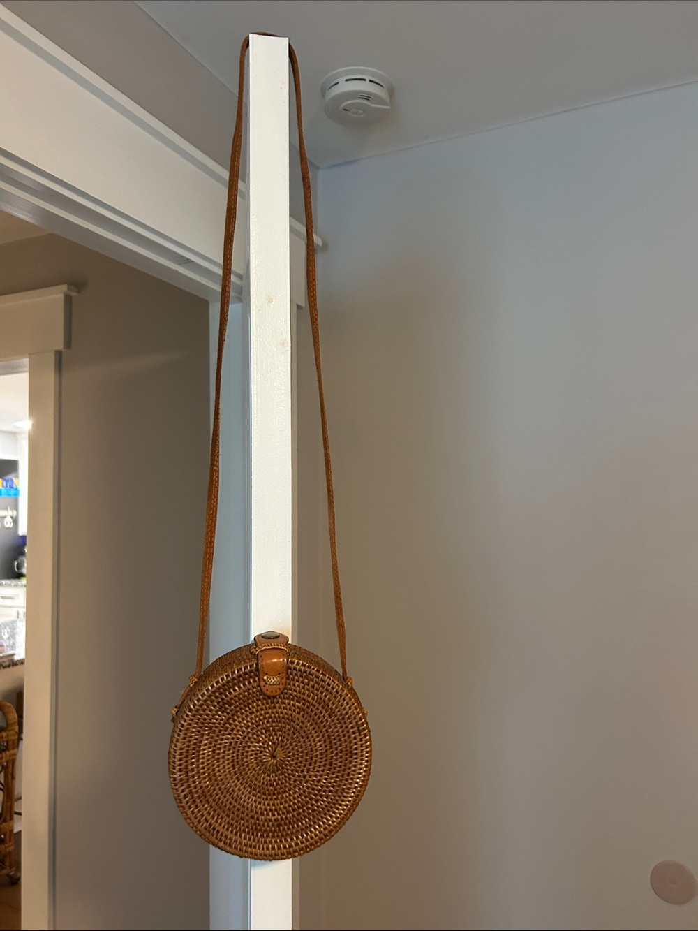 Woven Round Crossbody Bag - Brown